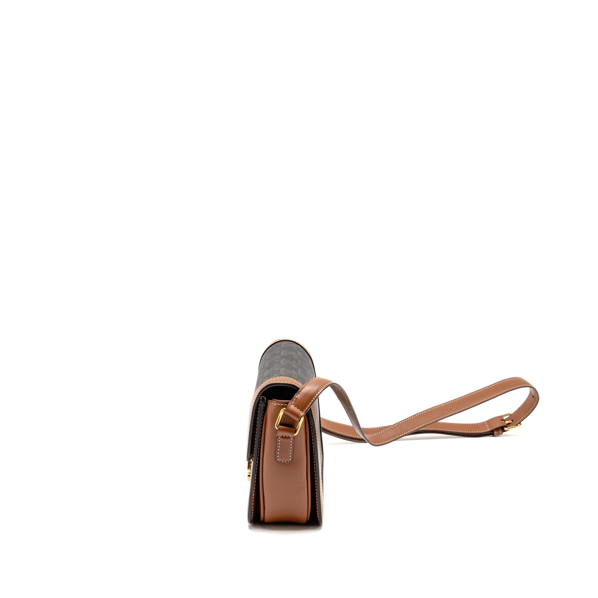 CELINE TEEN TRIOMPHE BAG TRIOMPHE CALFSKIN/CANVAS BROWN/MULTICOLOOUR GHW