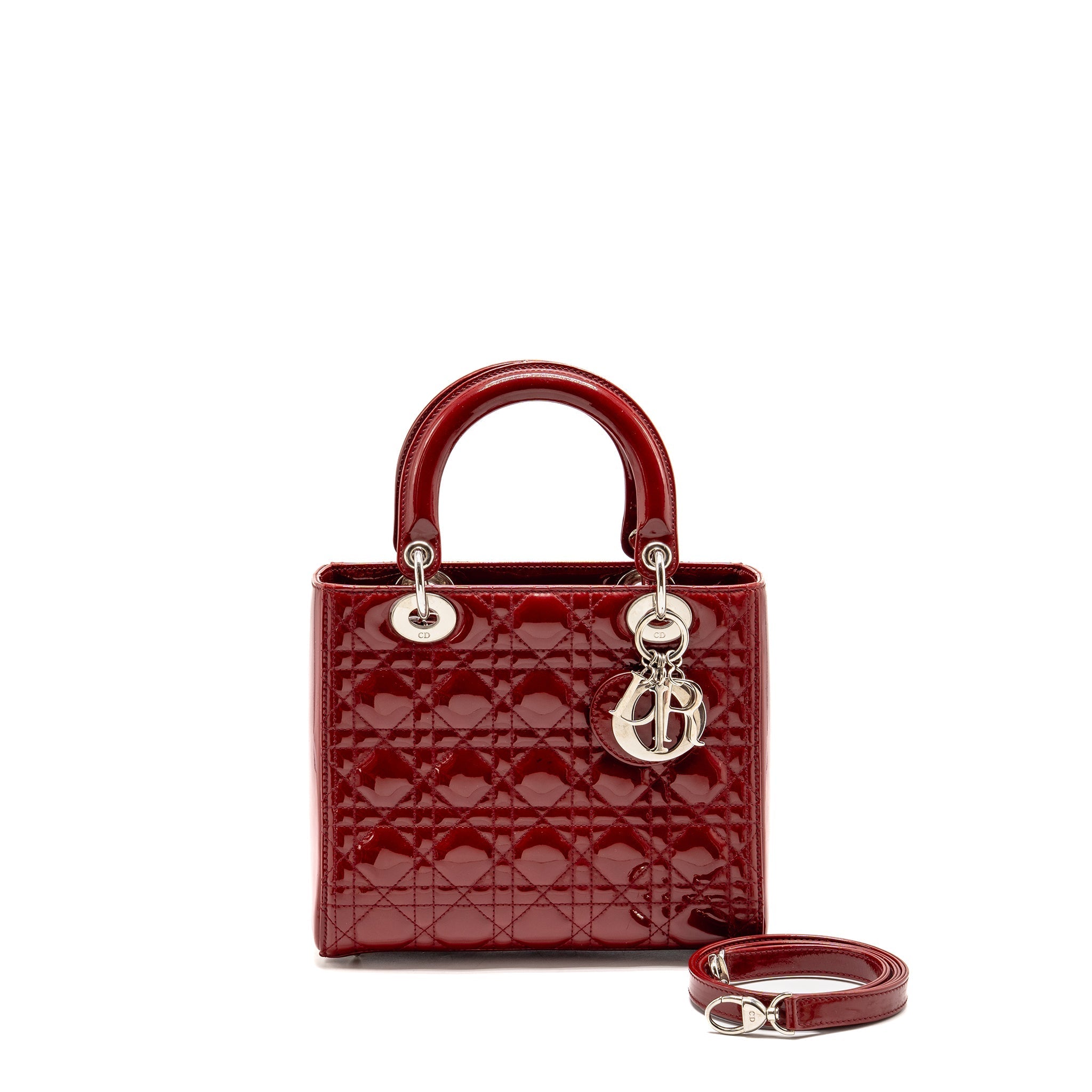 DIOR MEDIUM LADY DIOR PATENT RED SHW