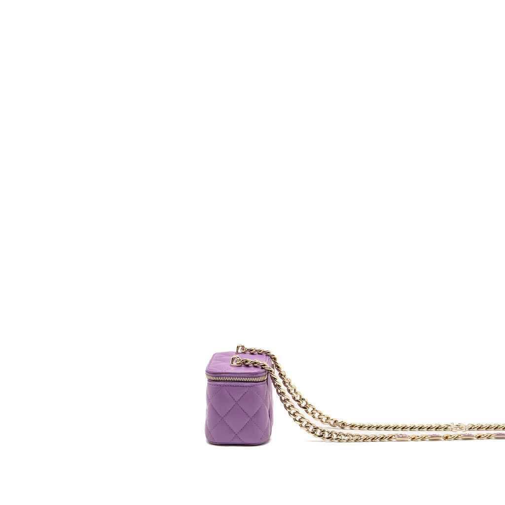 CHANEL MINI VANITY CASE WITH GIANT CHAIN LAMBSKIN PURPLE LGHW