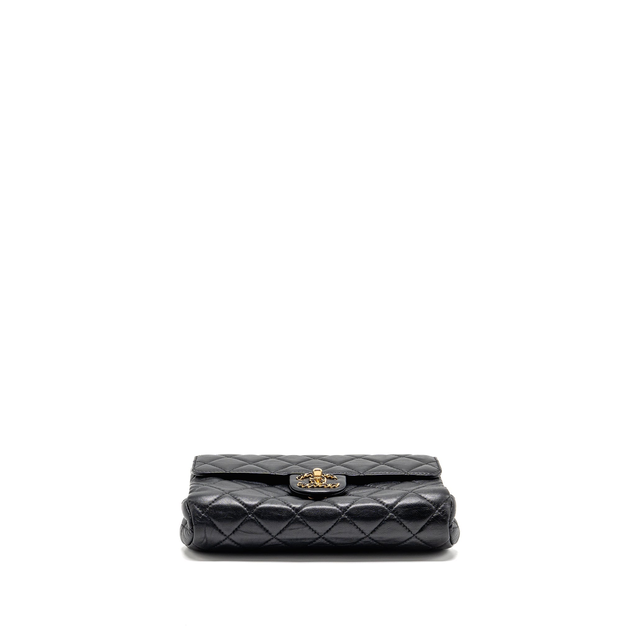 CHANEL 22C QUILTED FLAP BAG LAMBSKIN BLACK GHW (MICROCHIP)