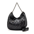 CHANEL COCO PLEATS HOBO BAG CALFSKIN BLACK RUTHENIUM HARDWARE