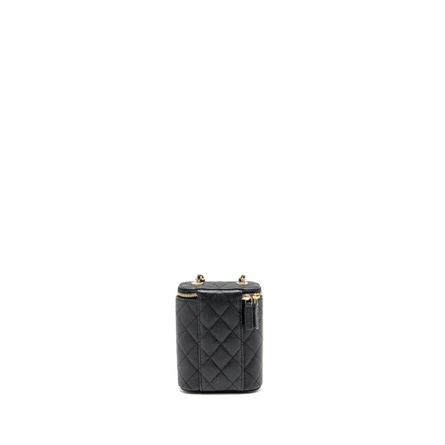 CHANEL MINI VANITY CASE WITH CHAIN CAVIAR BLACK LGHW(MICROCHIP)