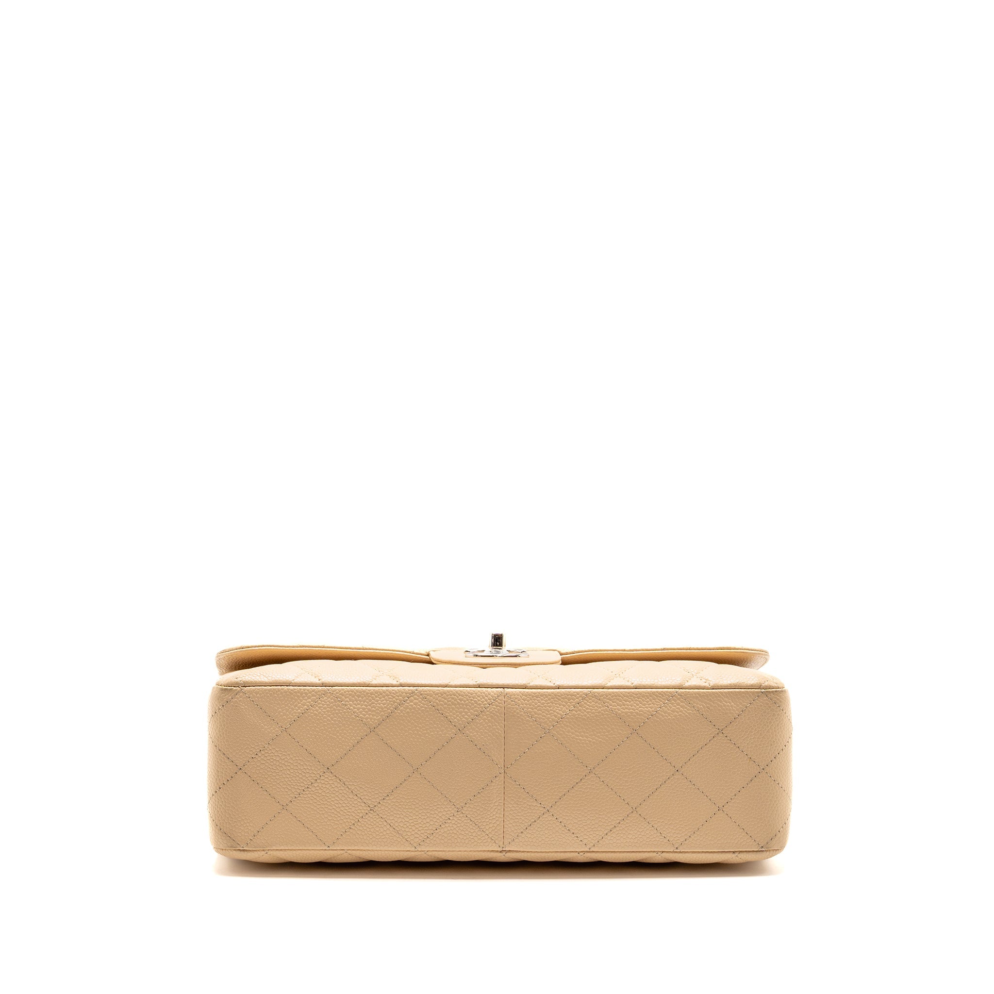 CHANEL JUMBO CLASSIC SINGLE FLAP BAG CAVIAR BEIGE SHW