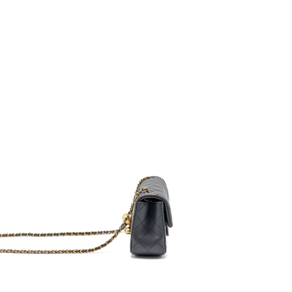 CHANEL 23K PEARL CRUSH MINI RECTANGULAR FLAP BAG DARK GREY GHW (MICROCHIP)