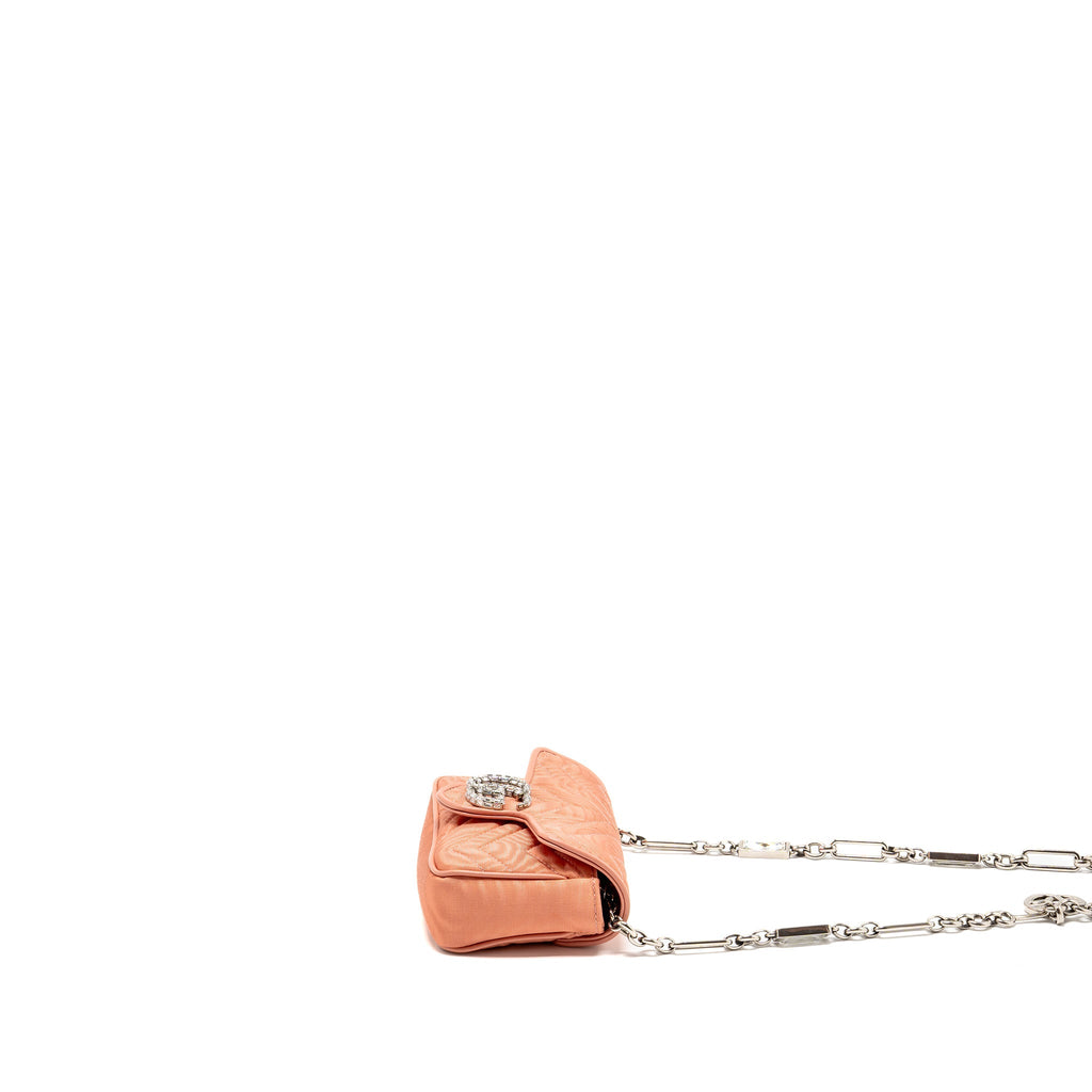 GUCCI MINI GG MARMONT CRYSTAL CHAIN FABRIC/ CRYSTAL PINK SHW