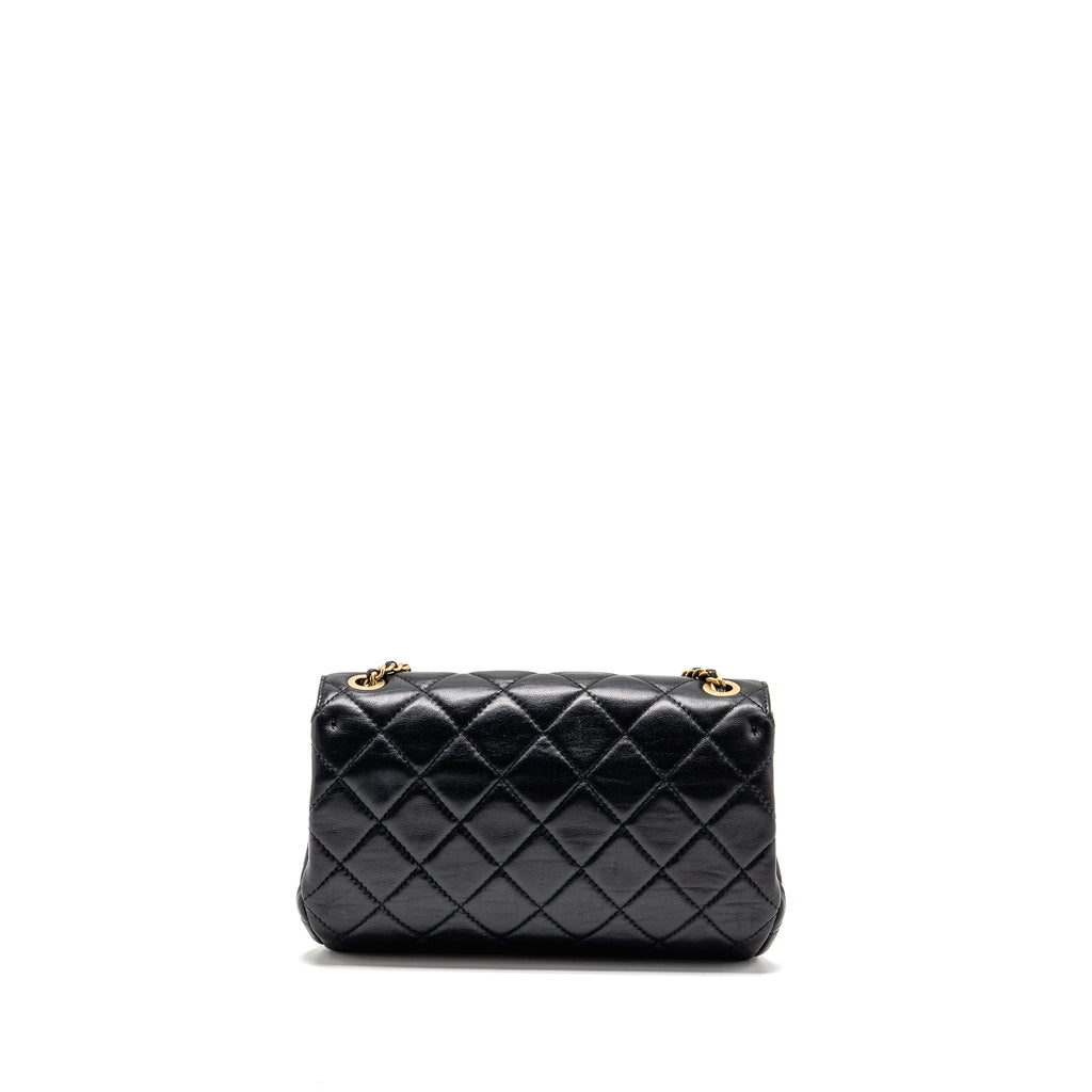 CHANEL 22C QUILTED FLAP BAG LAMBSKIN BLACK GHW (MICROCHIP)