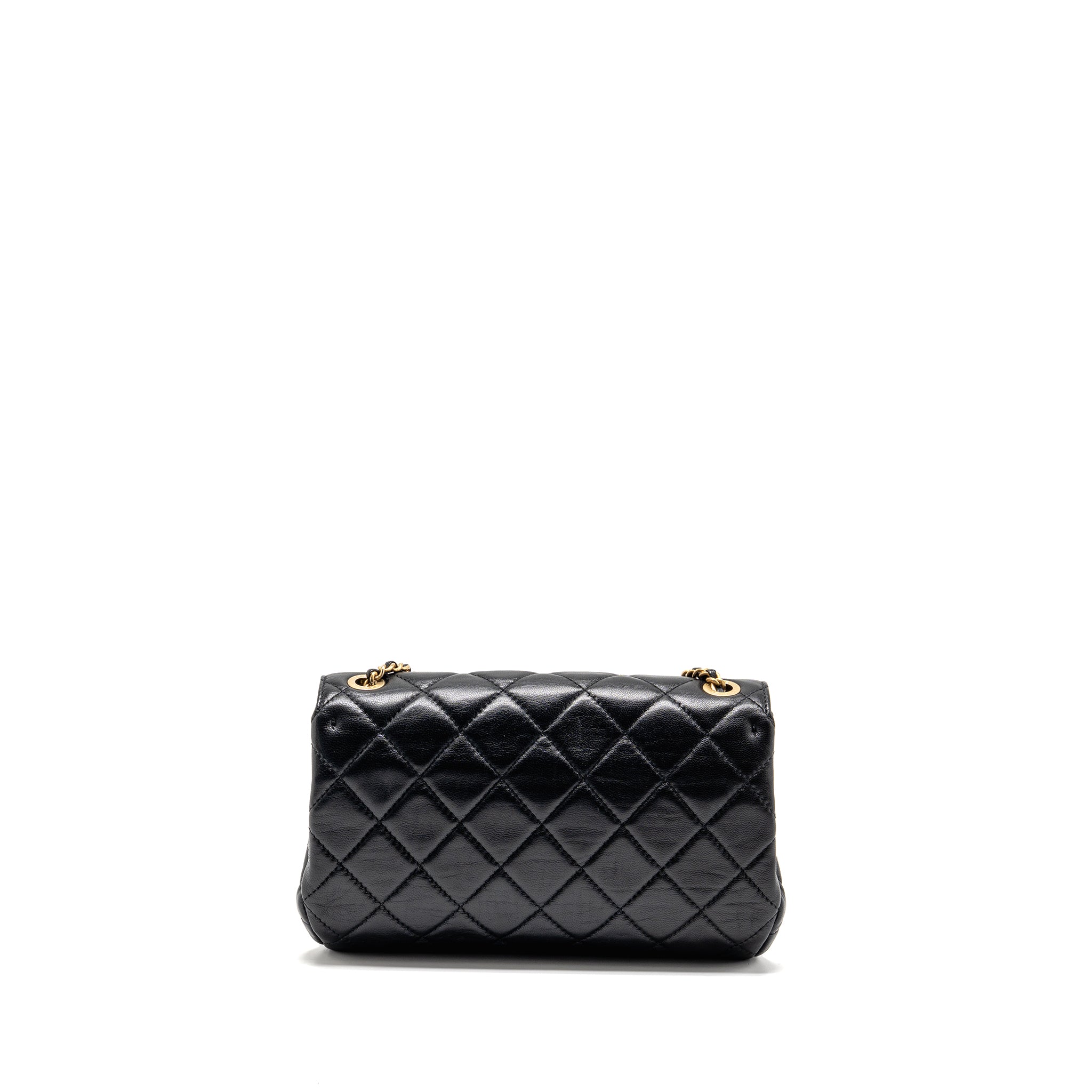 CHANEL 22C QUILTED FLAP BAG LAMBSKIN BLACK GHW (MICROCHIP)