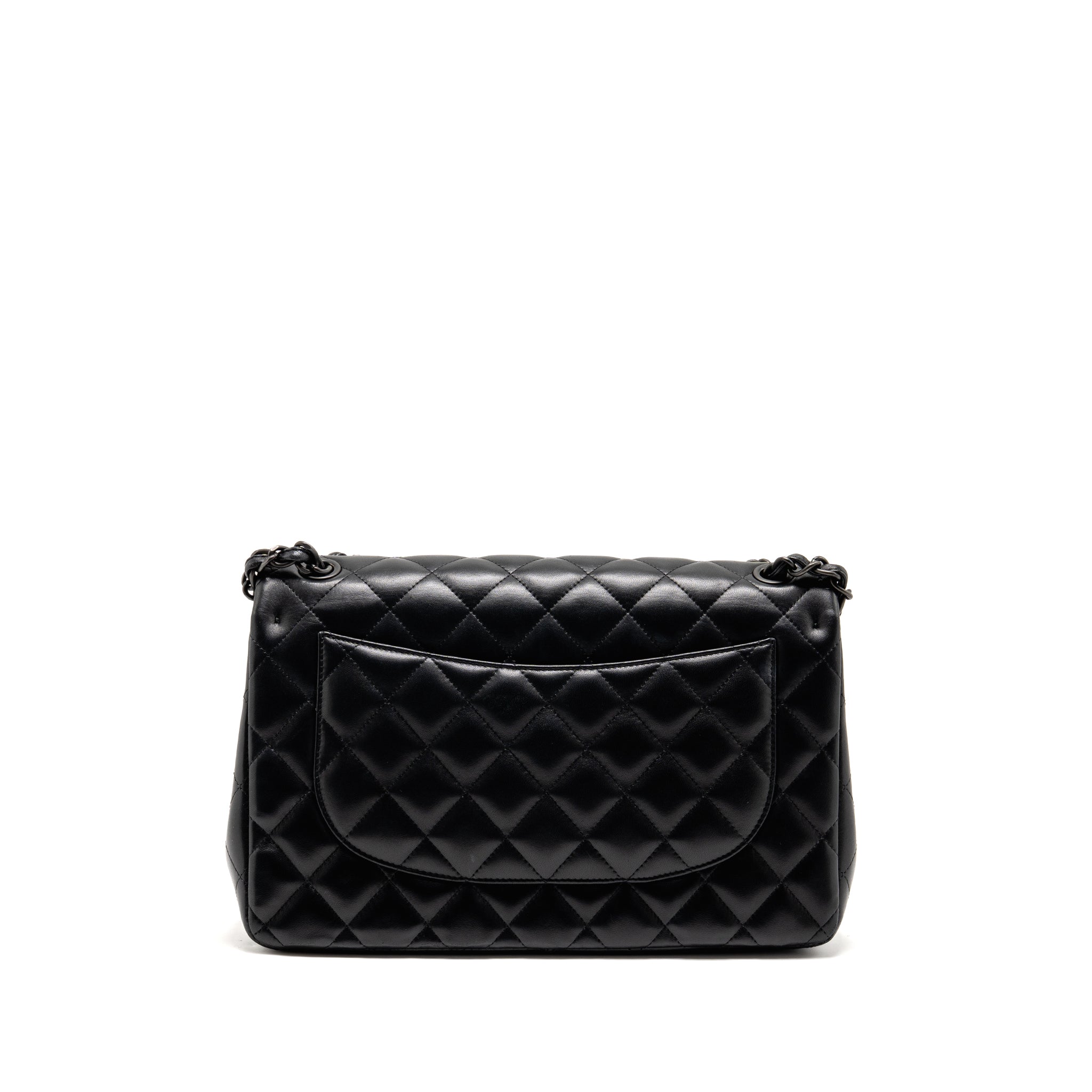 CHANEL JUMBO CLASSIC DOUBLE FLAP BAG LAMBSKIN SO BLACK