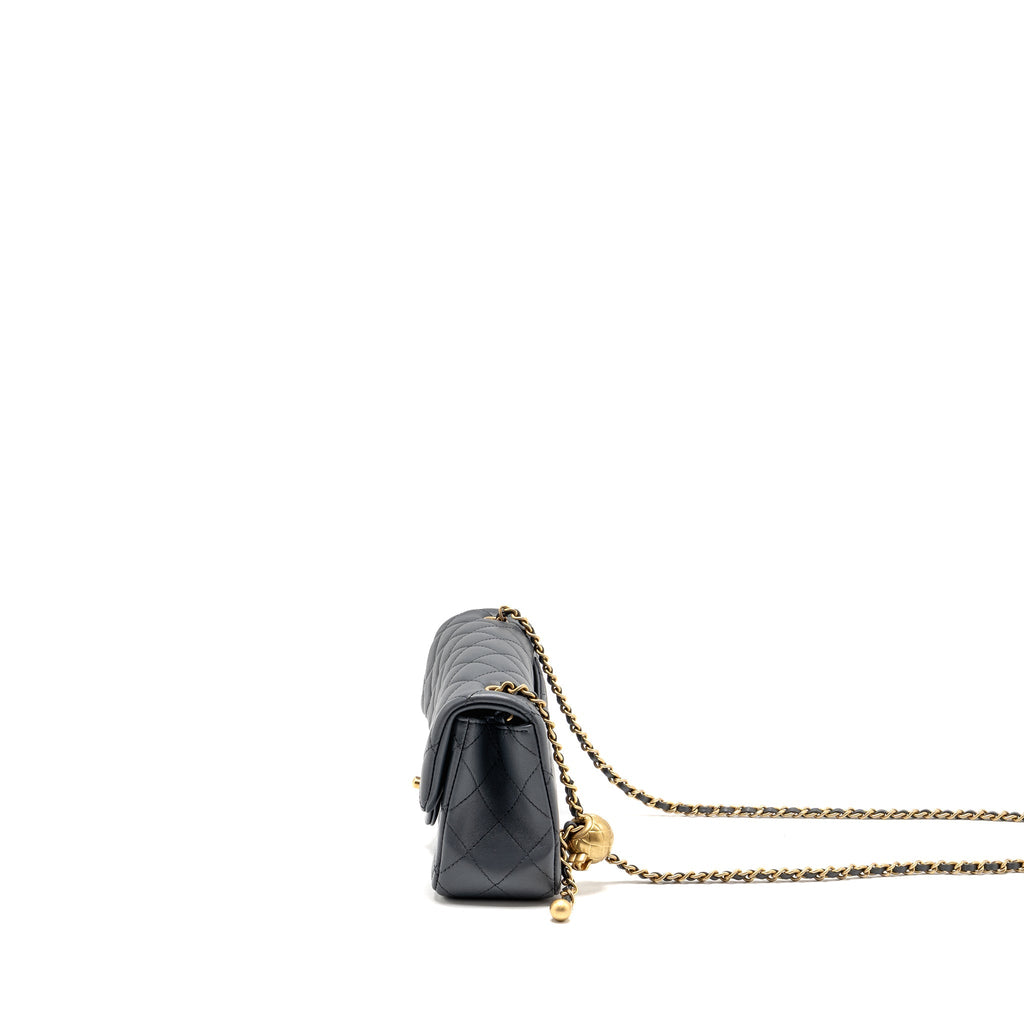 CHANEL 23K PEARL CRUSH MINI RECTANGULAR FLAP BAG DARK GREY GHW (MICROCHIP)