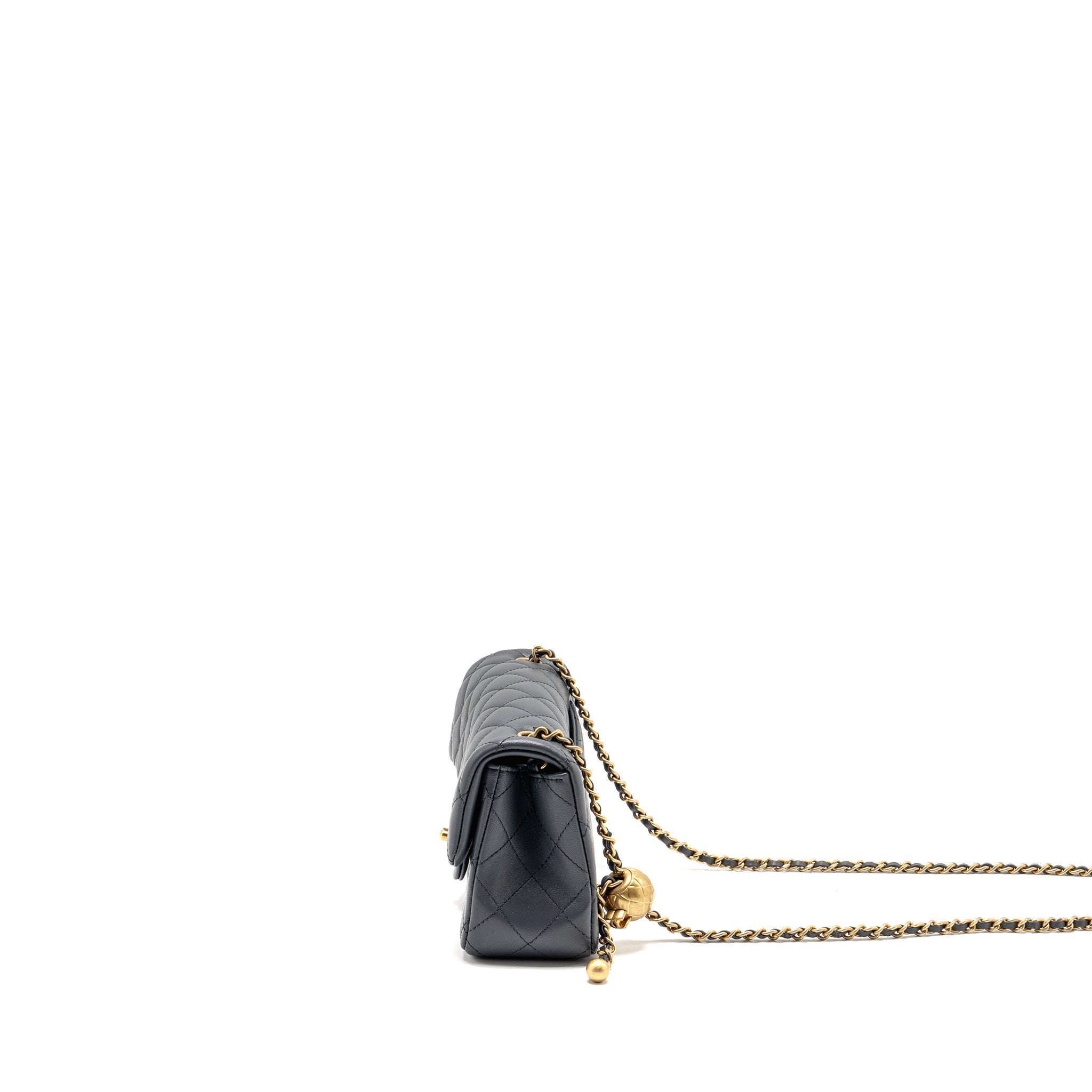 CHANEL 23K PEARL CRUSH MINI RECTANGULAR FLAP BAG DARK GREY GHW (MICROCHIP)