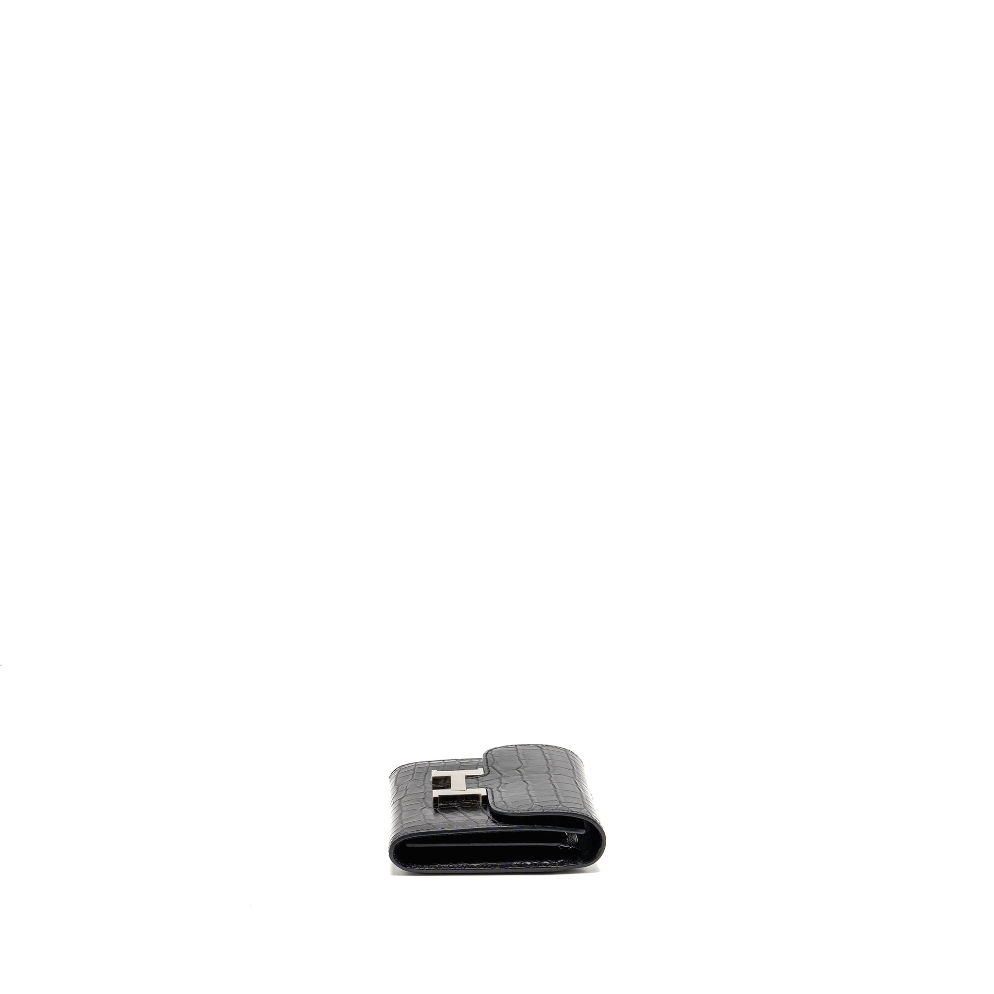 HERMES CONSTANCE WALLET ALLIGATOR MISSISSIPPIENSIS BLACK SHW
