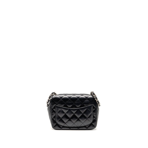 CHANEL CLASSIC MINI SQUARE FLAP BAG LAMBSKIN BLACK SHW