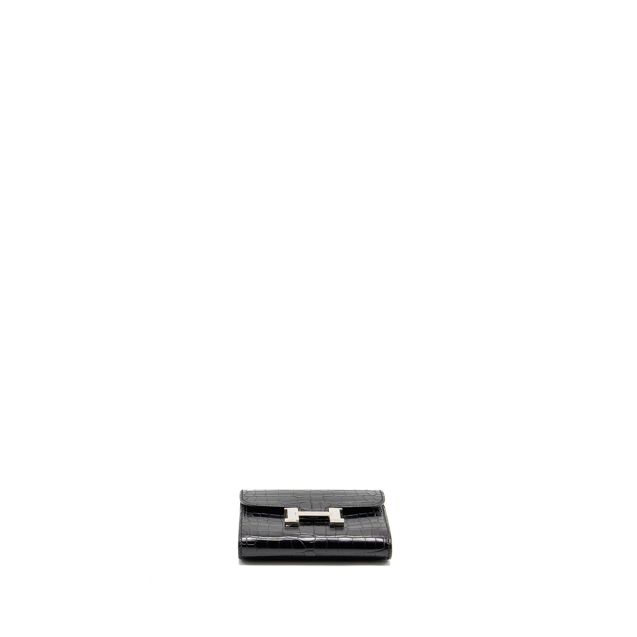 HERMES CONSTANCE WALLET ALLIGATOR MISSISSIPPIENSIS BLACK SHW