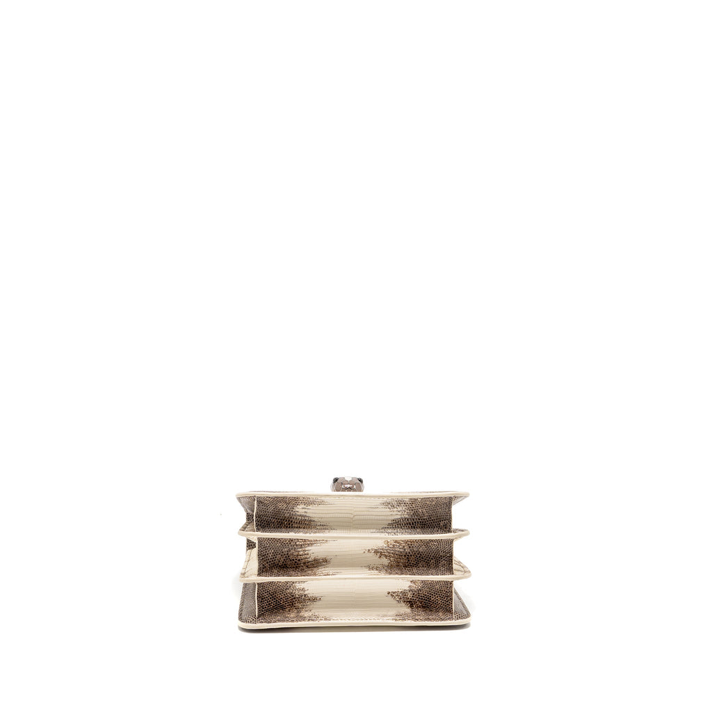 BVLGARI TOP HANDLE SERPENTI FOREVER CROSSBODY BAG SHINY LIZARD WHITE/MULTICOLOUR BLACK HARDWARE