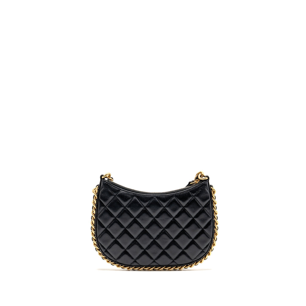CHANEL 23B ROUND HOBO SHOULDER BAG LAMBSKIN BLACK GHW (MICROCHIP)