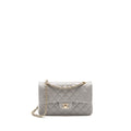 CHANEL SMALL CLASSIC DOUBLE FLAP BAG CAVIAR LIGHT GREY LGHW (MICROCHIP)
