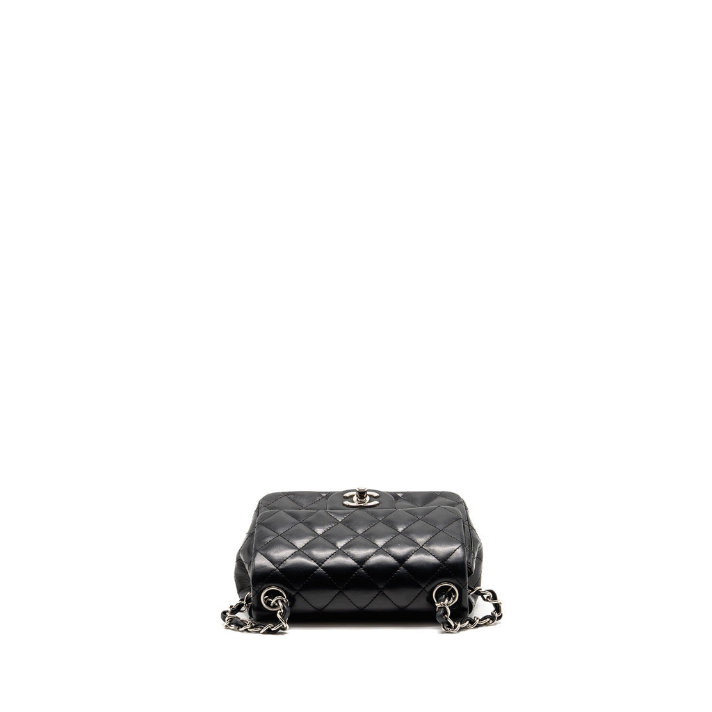 CHANEL CLASSIC MINI SQUARE FLAP BAG LAMBSKIN BLACK SHW