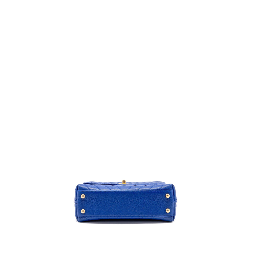 CHANEL SMALL COCO HANDLE CHEVRON CAVIAR BLUE GHW