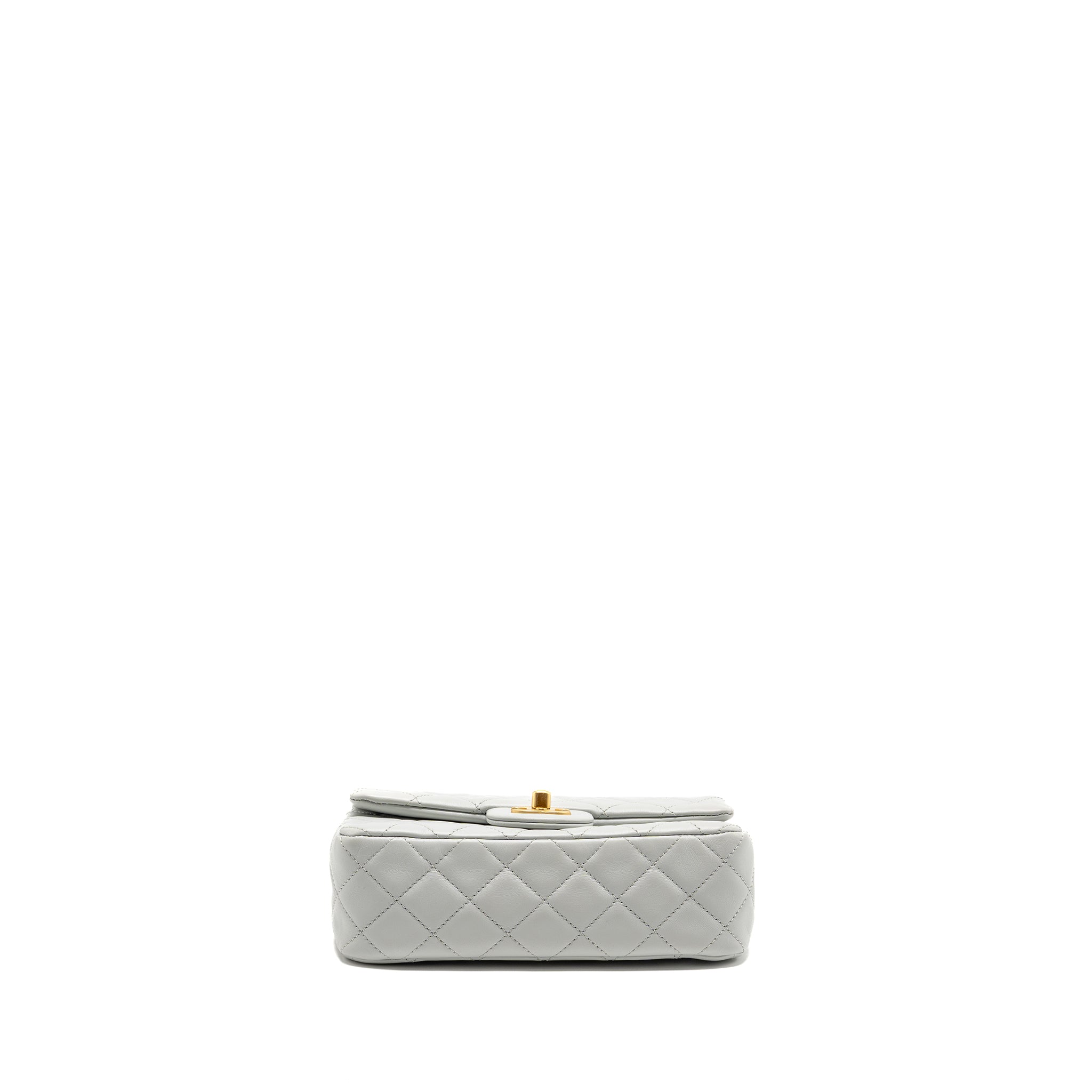 CHANEL PEARL CRUSH MINI RECTANGULAR FLAP BAG LAMBSKIN GREY GHW (MICROCHIP)