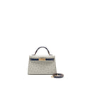 HERMES MINI KELLY SPECIAL ORDER OSTRICH GRIS PERLE/BLUE IRIS LGHW