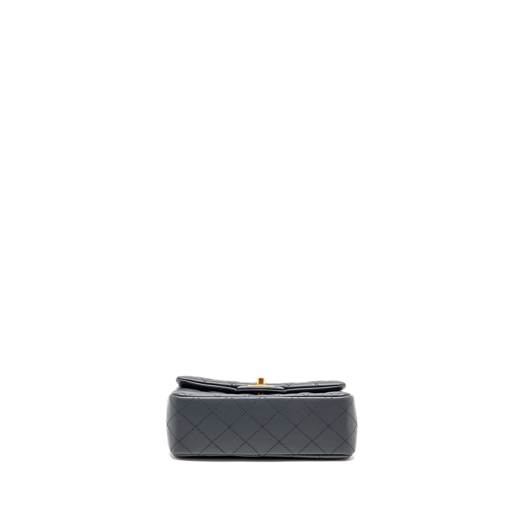 CHANEL 23K PEARL CRUSH MINI RECTANGULAR FLAP BAG DARK GREY GHW (MICROCHIP)