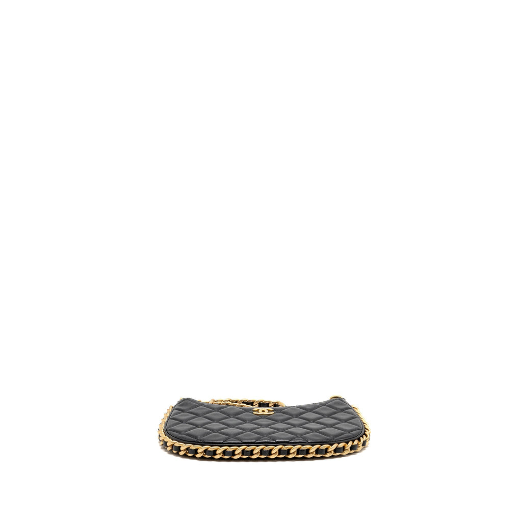 CHANEL 23B ROUND HOBO SHOULDER BAG LAMBSKIN BLACK GHW (MICROCHIP)