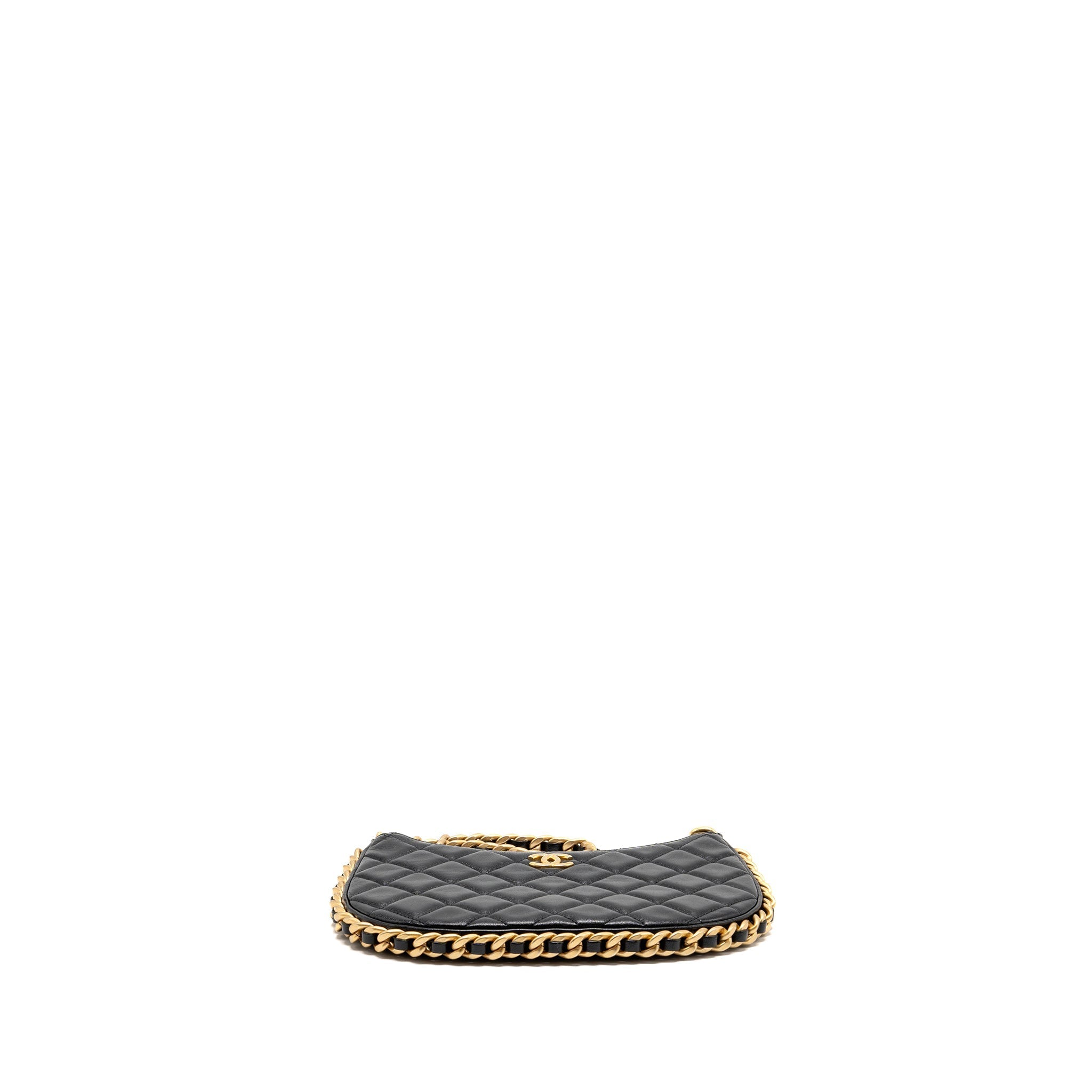 CHANEL 23B ROUND HOBO SHOULDER BAG LAMBSKIN BLACK GHW (MICROCHIP)