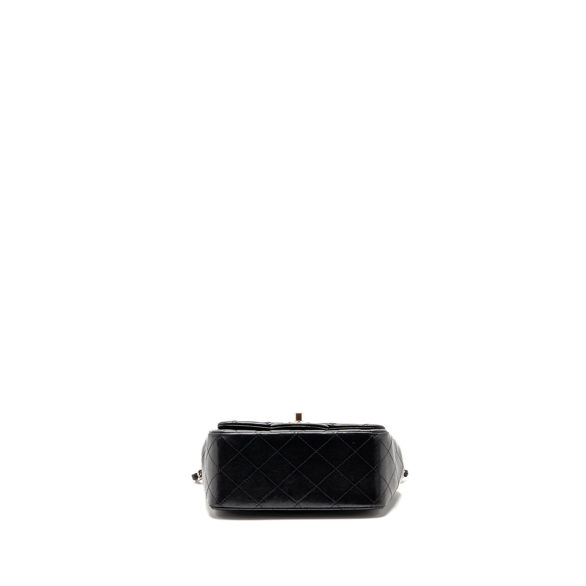 CHANEL CLASSIC MINI SQUARE FLAP BAG LAMBSKIN BLACK SHW