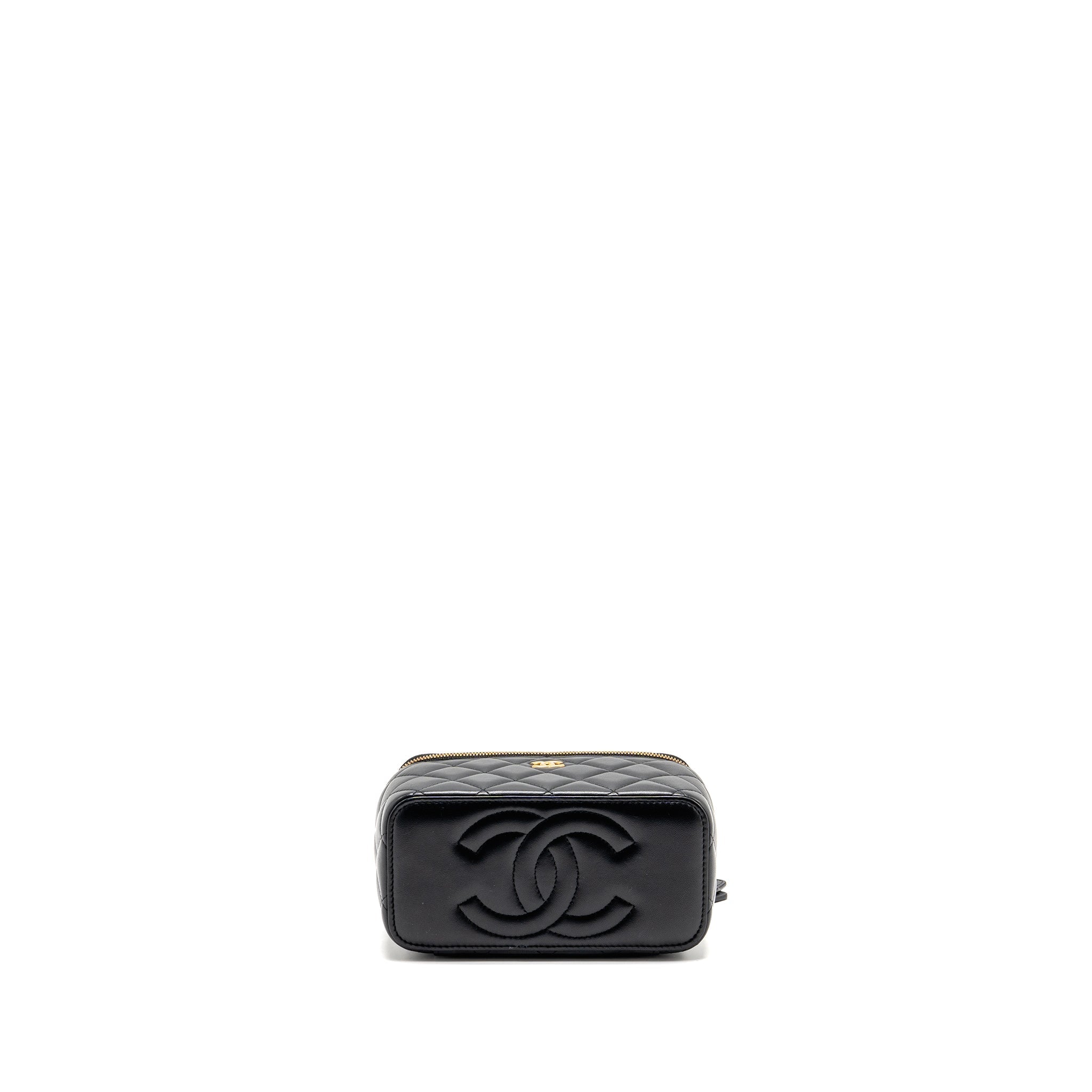 CHANEL LONG VANITY WITH COCO CHARM CHAIN LAMBSKIN BLACK GHW (MICROCHIP)