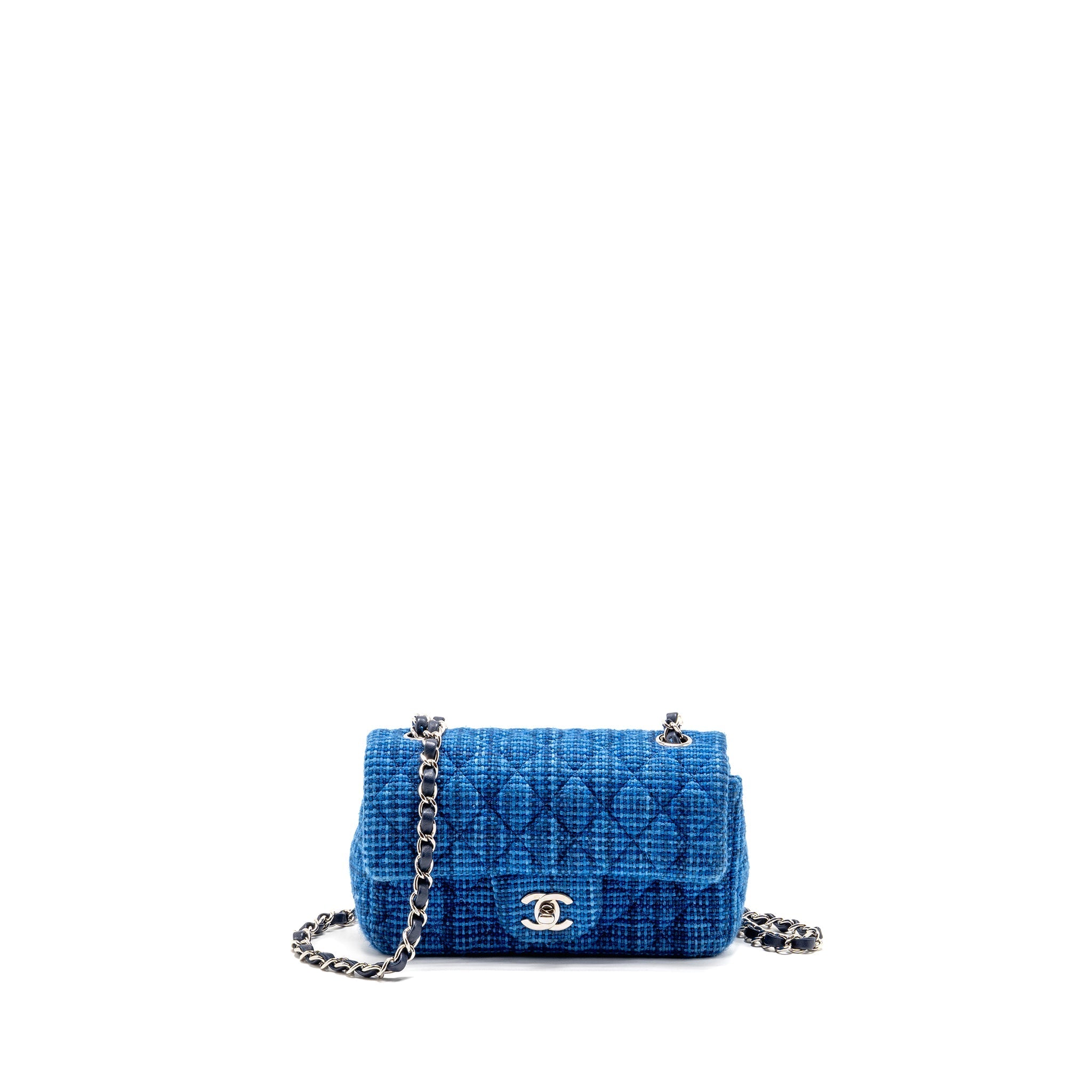 CHANEL MINI RECTANGULAR TWEED BLUE SHW