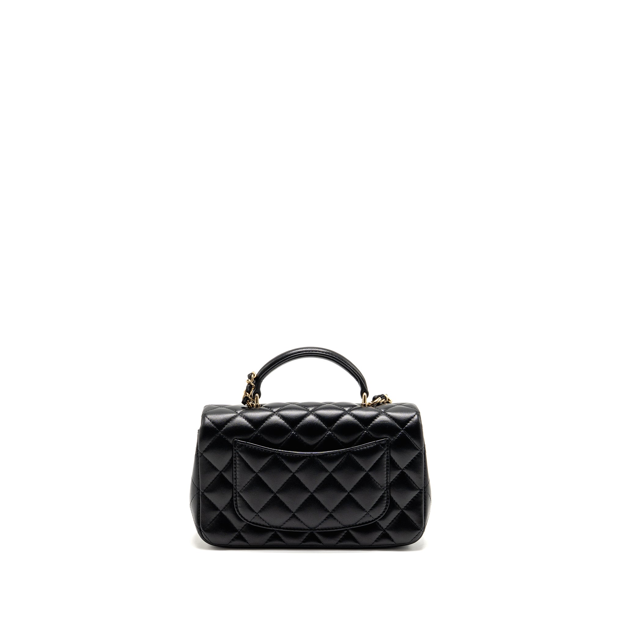 CHANEL TOP HANDLE MINI RECTANGULAR LAMBSKIN BLACK LGHW (MICROCHIP)