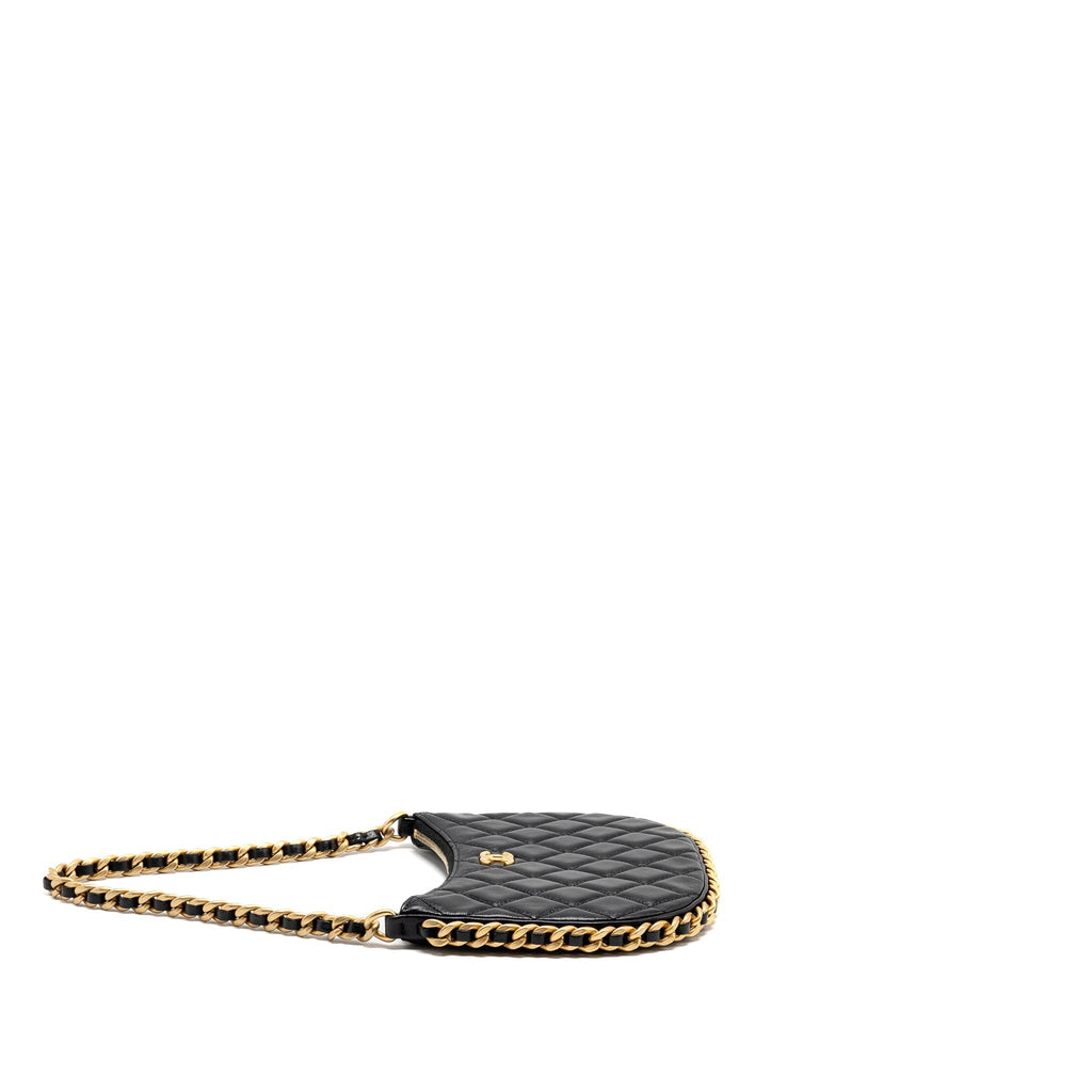 CHANEL 23B ROUND HOBO SHOULDER BAG LAMBSKIN BLACK GHW (MICROCHIP)