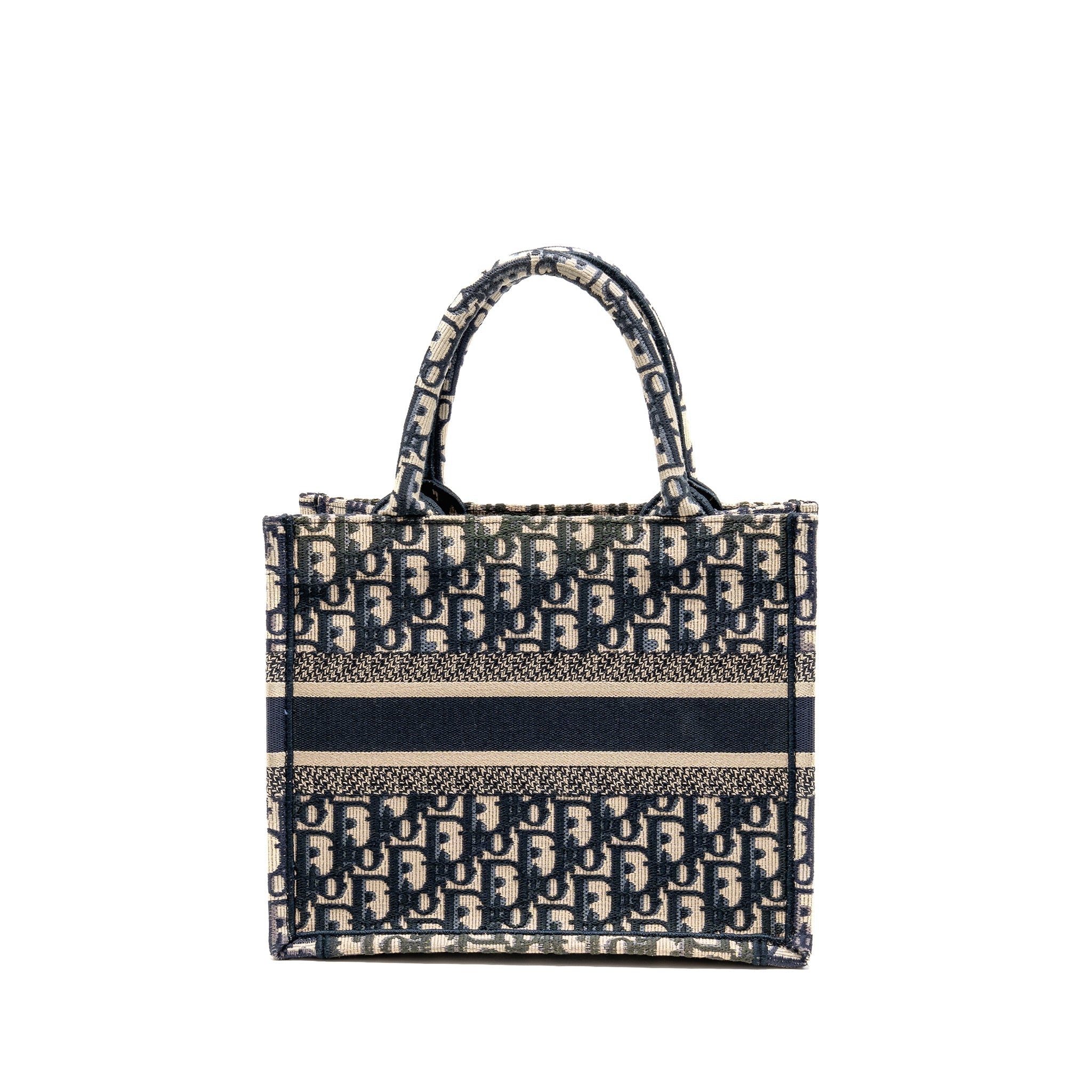 DIOR SMALL BOOK TOTE BLUE/ECRU DIOR OBLIQUE EMBROIDRY