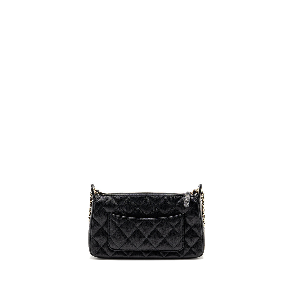 CHANEL 25A CLUTCH WITH CHAIN BAG CAVIAR BLACK LGHW