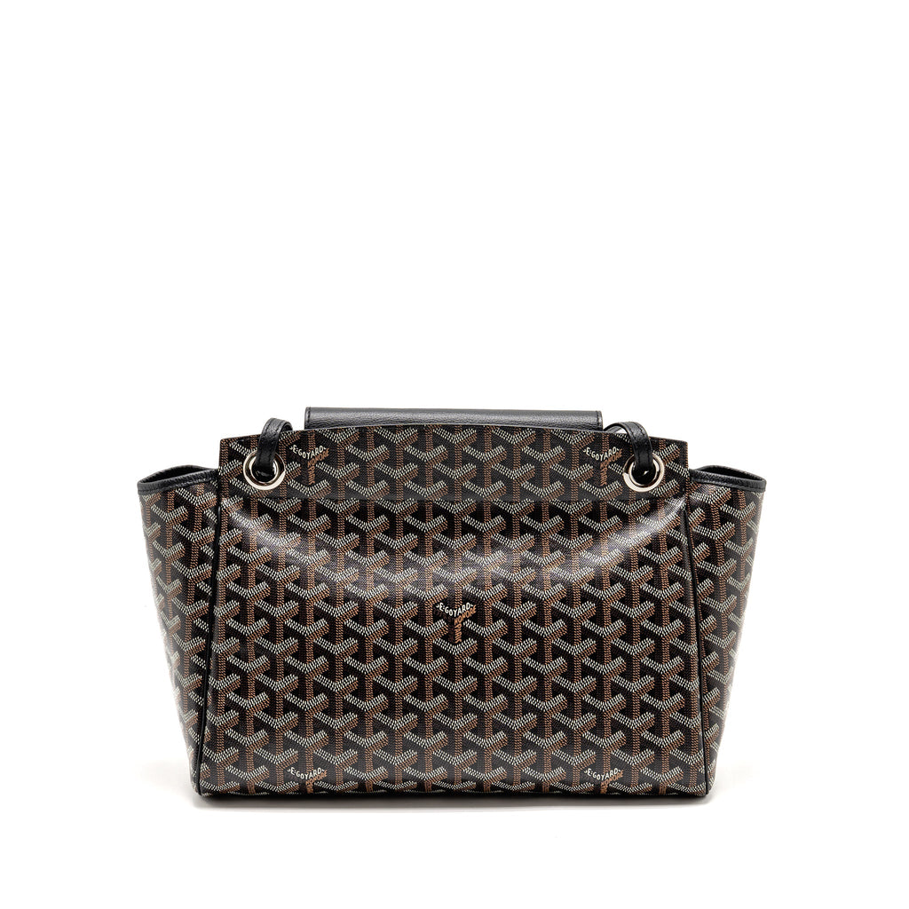 GOYARD ROUETTE TOTE BAG GOYARDLINE CANVAS/CALFSKIN BLACK SHW