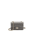 CHANEL MINI RECTANGULAR FLAP BAG LAMBSKIN GREY LGHW (MICROCHIP)