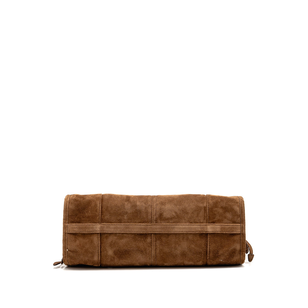 PRADA MEDIUM BONNIE HANDBAG SUEDE LEATHER BROWN GHW