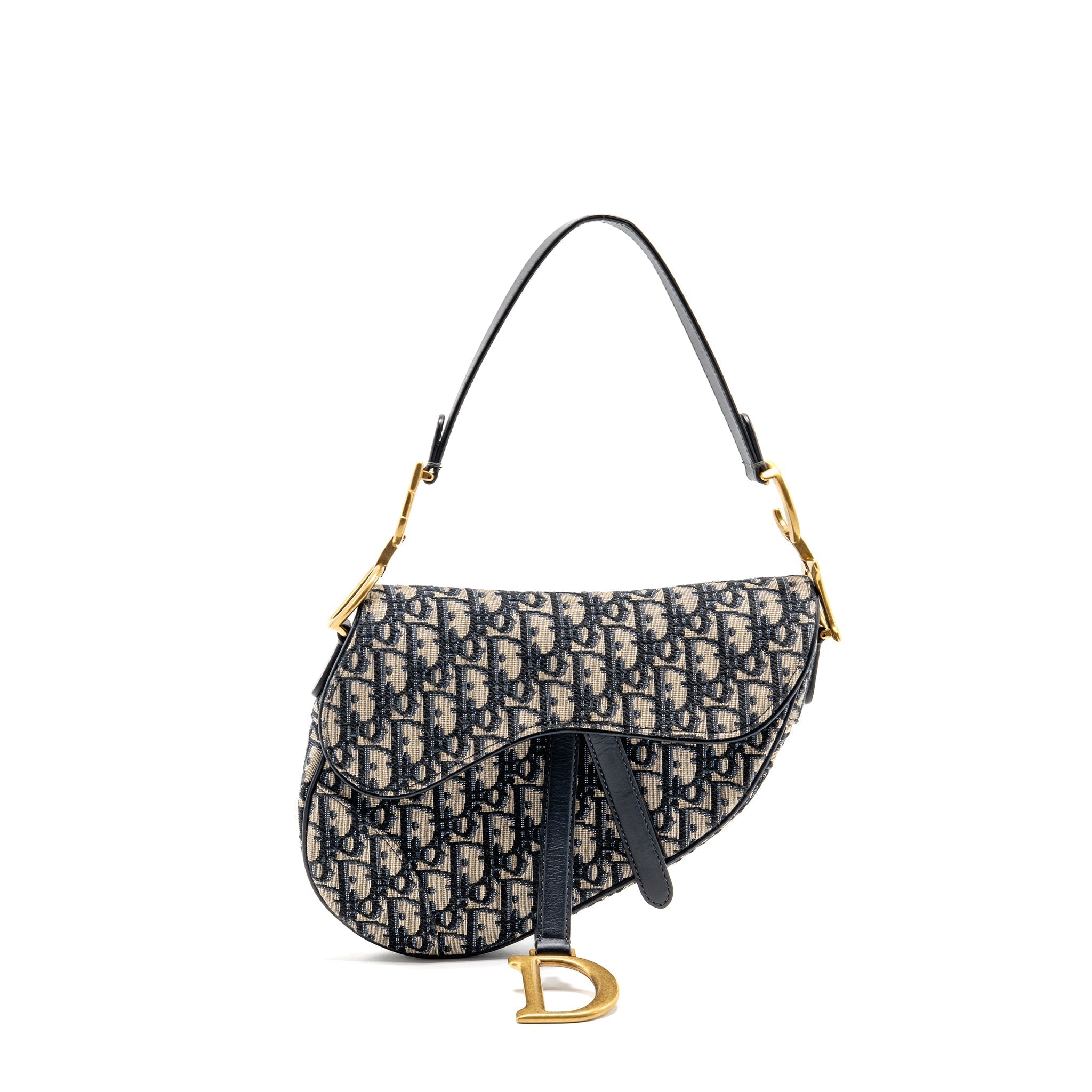DIOR MEDIUM SADDLE BAG BLUE OBLIQUE CANVAS/CALFSKIN GHW