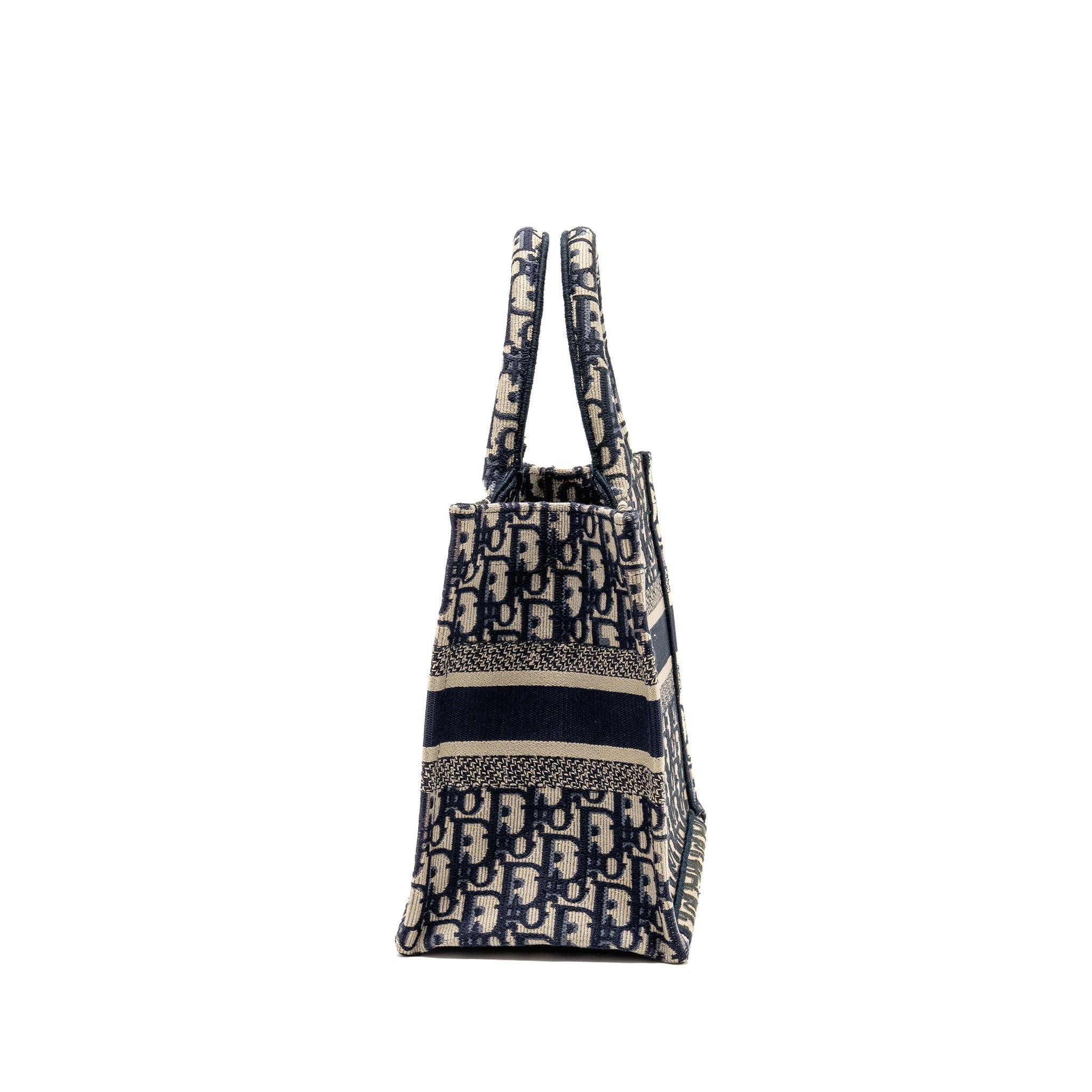 DIOR SMALL BOOK TOTE BLUE/ECRU DIOR OBLIQUE EMBROIDRY