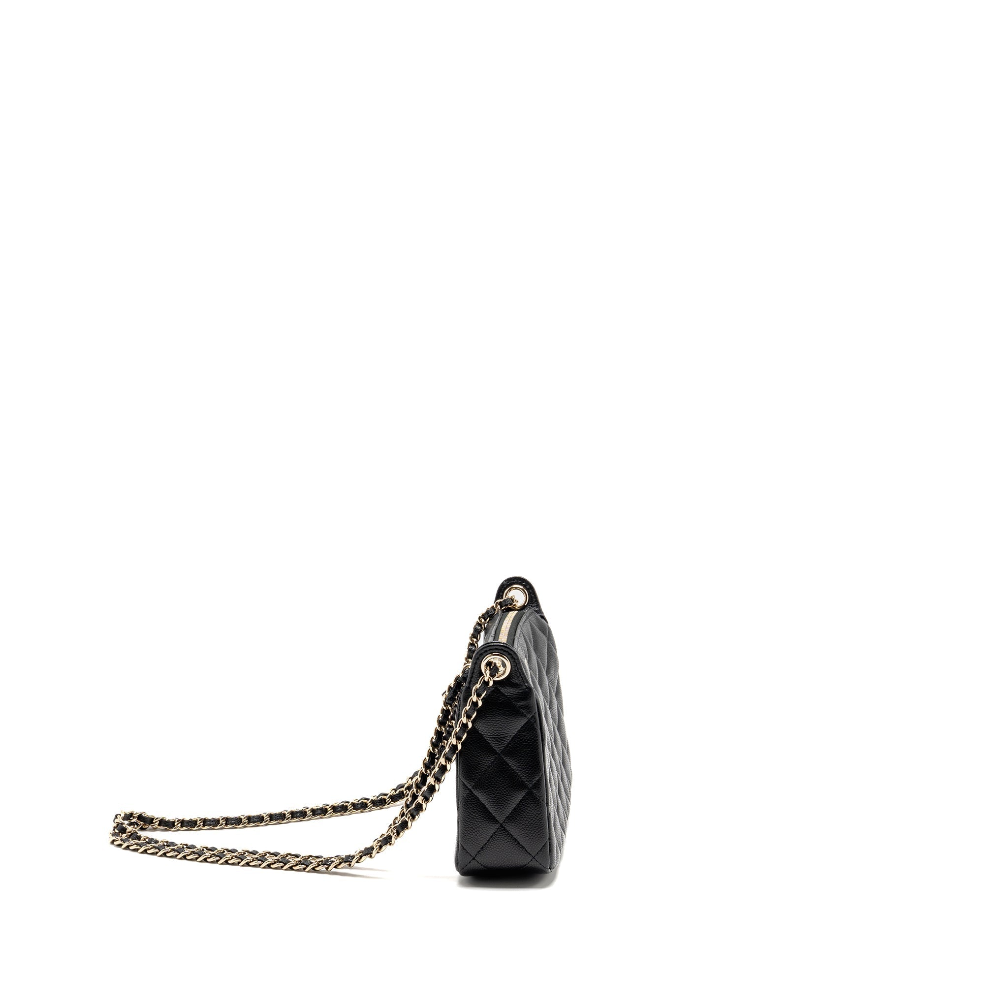 CHANEL 25A CLUTCH WITH CHAIN BAG CAVIAR BLACK LGHW