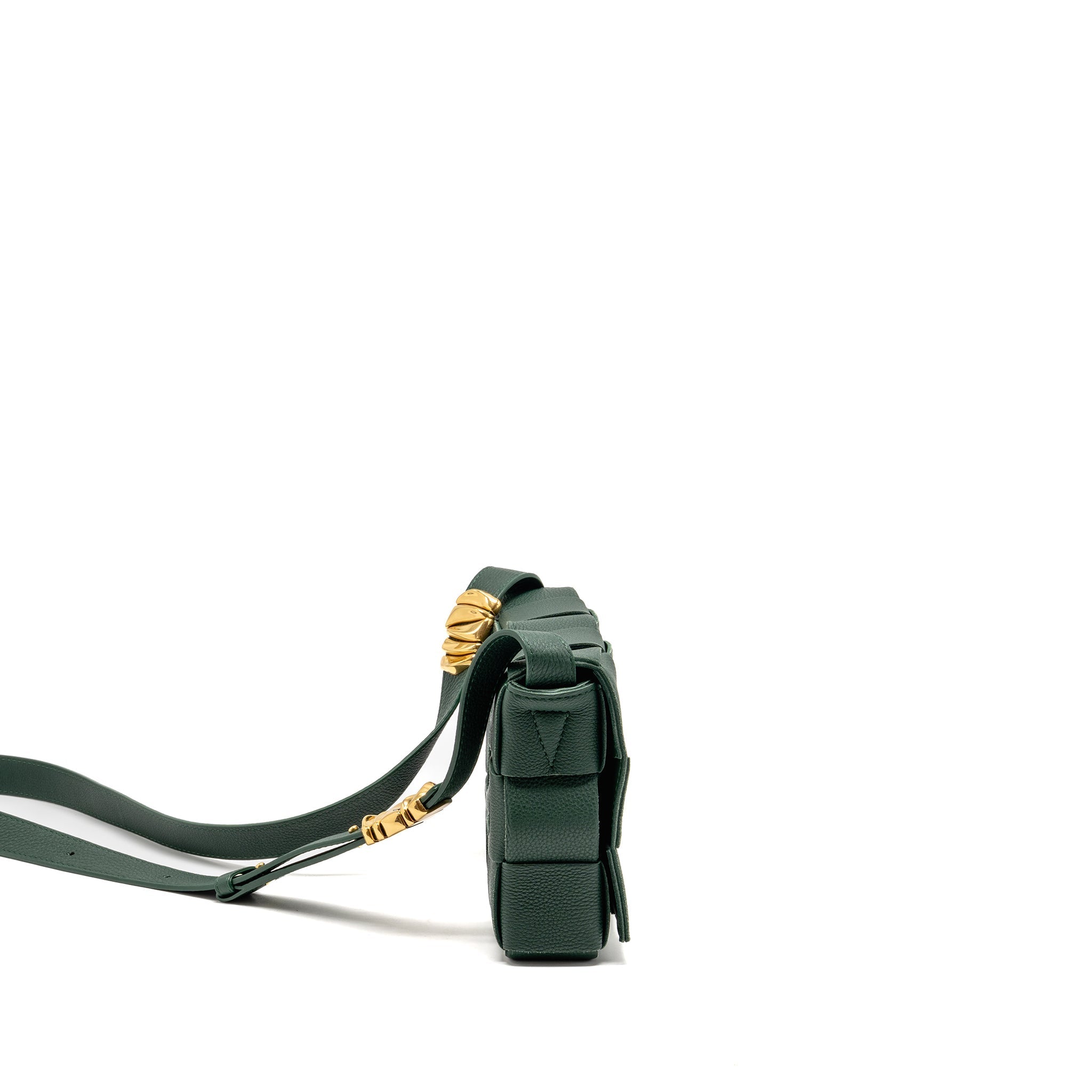 BOTTEGA VENETA SMALL CASSETTE BAG CHARM STRAP LIMITED EDITION CALFSKIN GREEN GHW