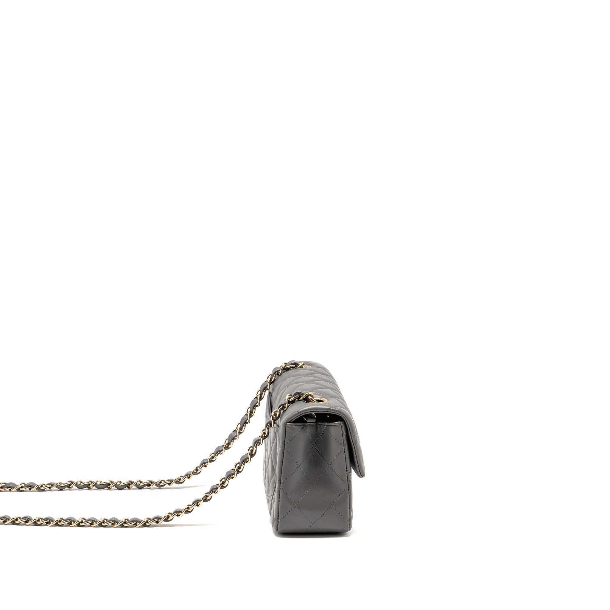 CHANEL MINI RECTANGULAR FLAP BAG LAMBSKIN GREY LGHW (MICROCHIP)