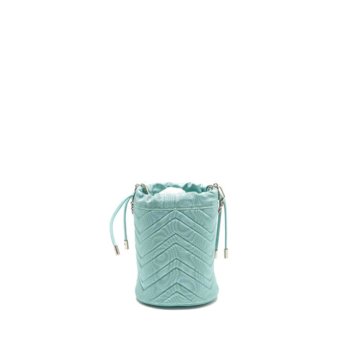 GUCCI GG MARMONT SILK BUCKET CRYSTAL CHAIN BAG FABRIC/ CRYSTAL LIGHT BLUE SHW