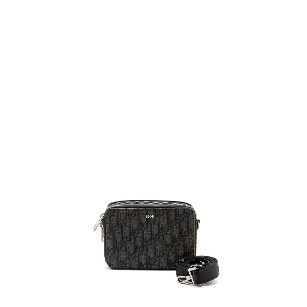 DIOR WALLET ON STRAP OBLIQUE CANVAS/LEATHER BLACK SHW