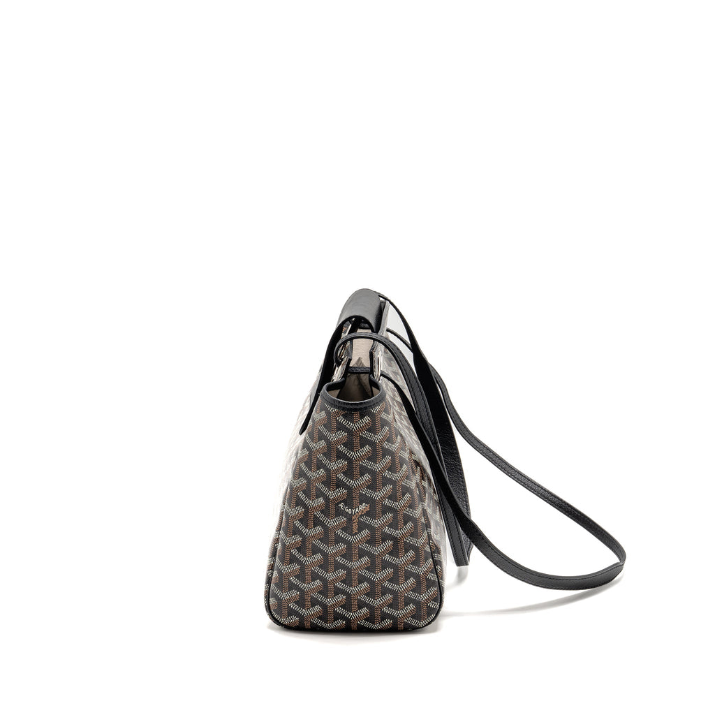 GOYARD ROUETTE TOTE BAG GOYARDLINE CANVAS/CALFSKIN BLACK SHW