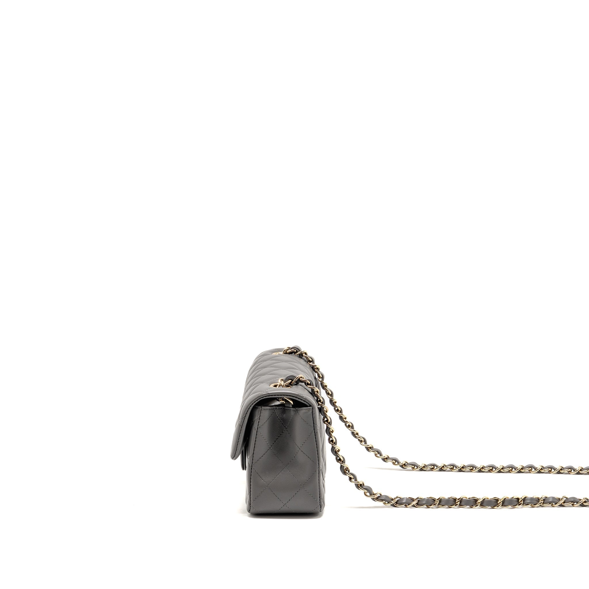 CHANEL MINI RECTANGULAR FLAP BAG LAMBSKIN GREY LGHW (MICROCHIP)