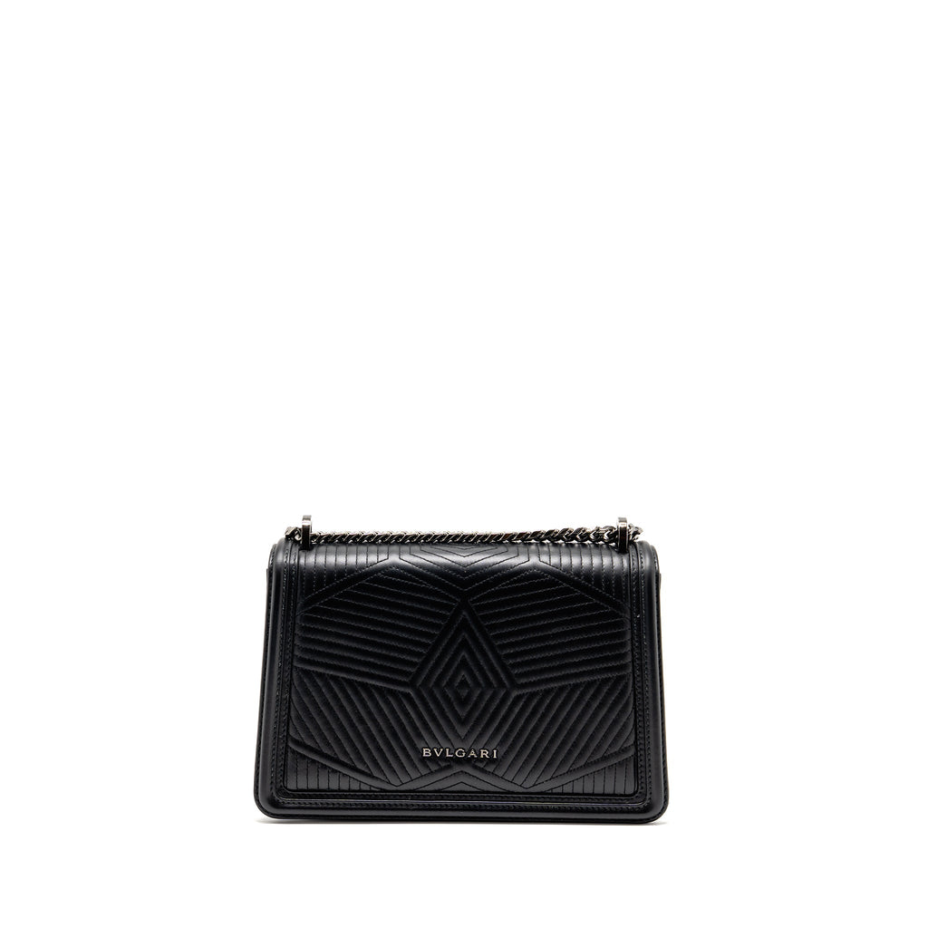 BVLGARI SERPENTI FOREVER FLAP BAG CALFSKIN BLACK RUTHENIUM HARDWARE