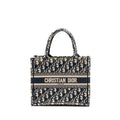 DIOR SMALL BOOK TOTE BLUE/ECRU DIOR OBLIQUE EMBROIDRY