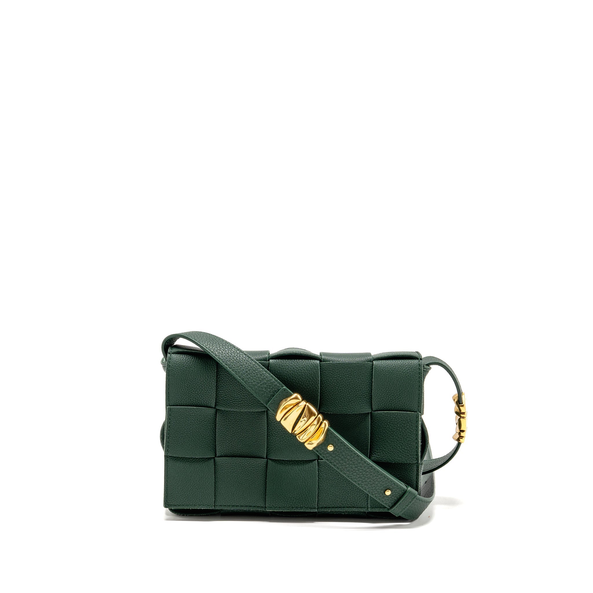BOTTEGA VENETA SMALL CASSETTE BAG CHARM STRAP LIMITED EDITION CALFSKIN GREEN GHW