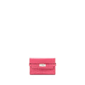 HERMES KELLY COMPACT WALLET OSTRICH ROSE TYRIEN SHW